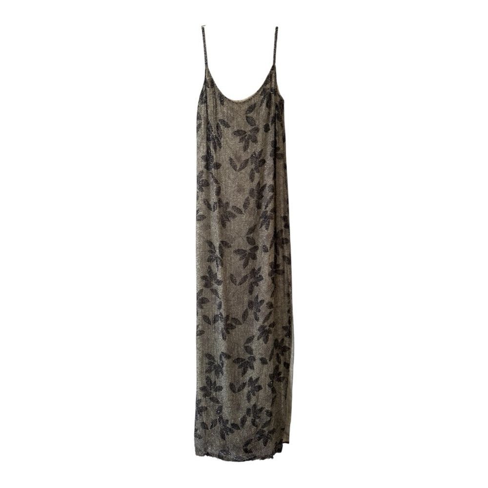 Black Tie Oleg Cassini Floral beaded Maxi Dress